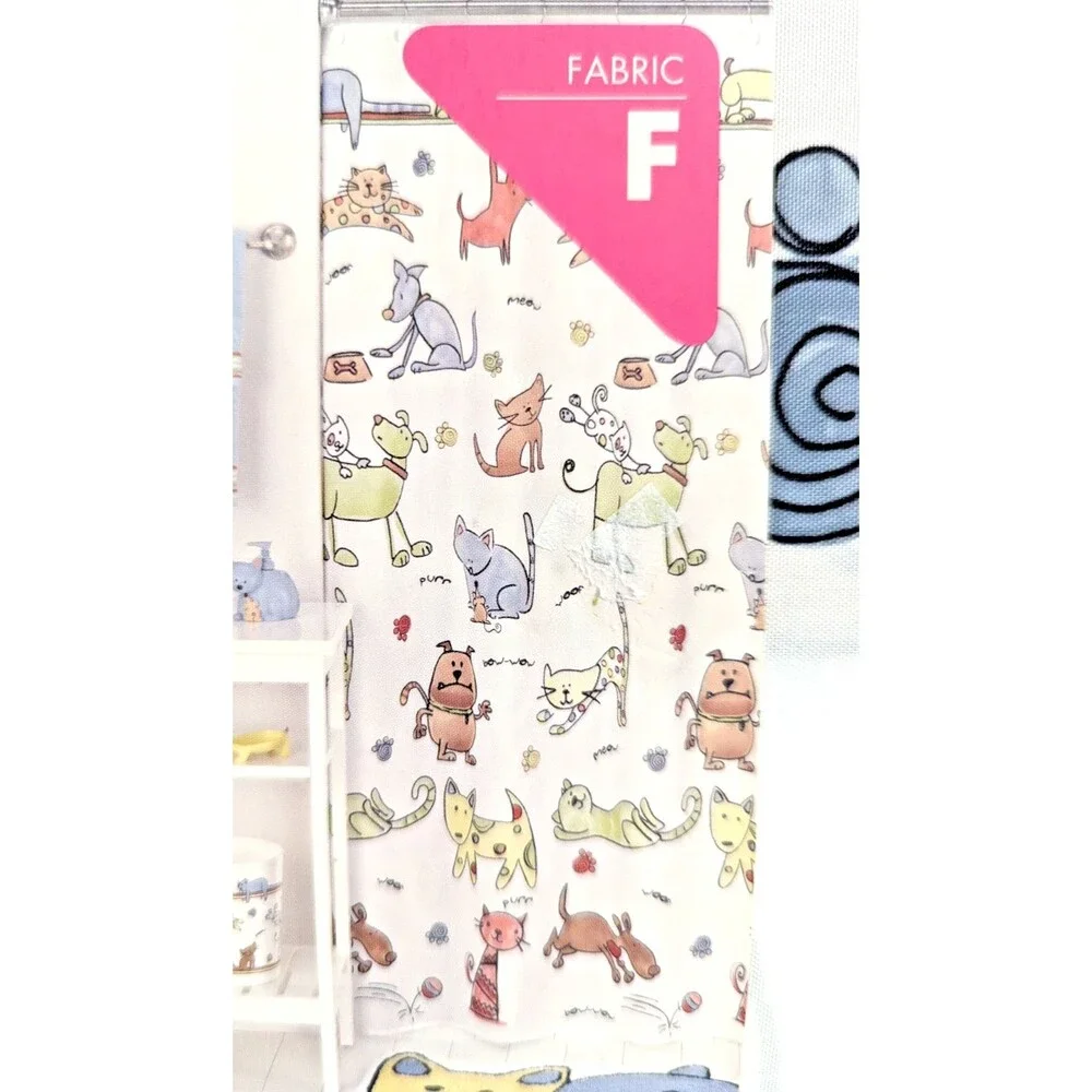 Essential Home Silly Cats and Dogs Fabric Shower Curtain Polyester 70 x 72 inch